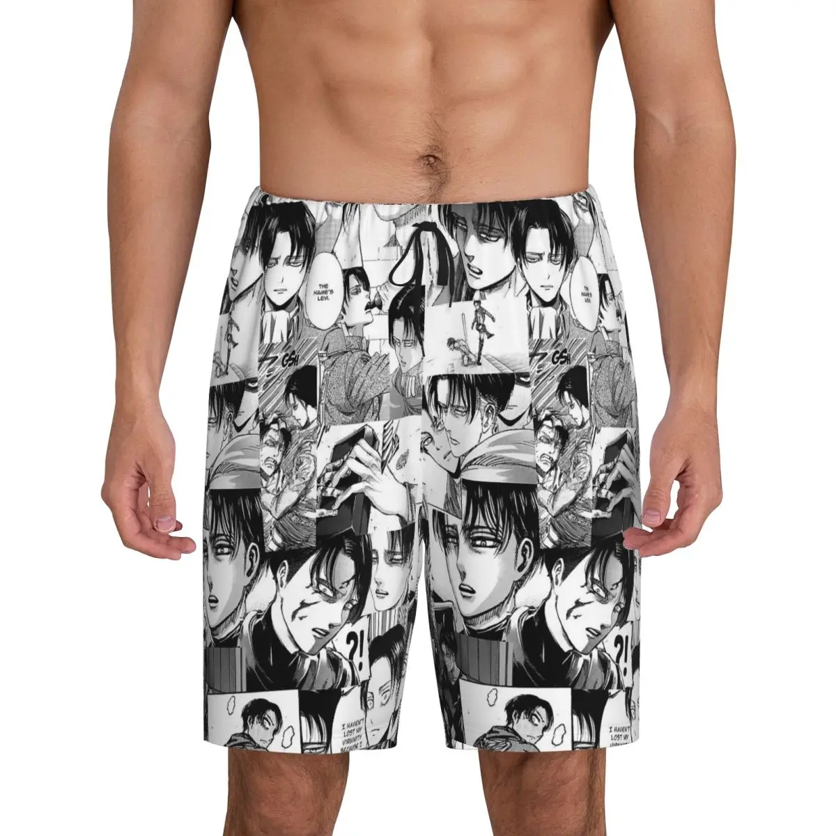 

Custom Levi Ackerman Attack On Titan Short Pajama Pants Men Sleepwear Sleep Lounge Bottom Shorts Sleeping Pants