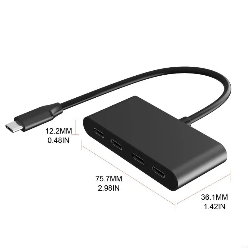A9LF 5Gbps USB C Hub 4 Ports Type C Adapter for Laptop Tablets Data Transfer Only Compact and Lightweight