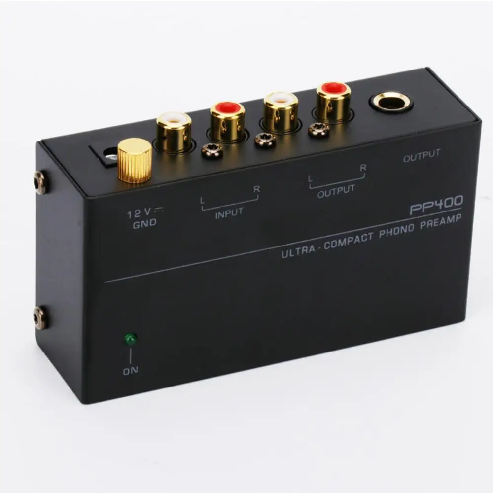 PP400 Ultra-Compact Phono Preamp Preamplifier Home Mini Audio Amplifier with RCA Interface for Turntable Tube Amplifier Speakers