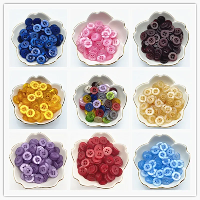 50Pcs Pieces 11mm Color Resin Cat Eye Button Four Eye Button Wedding DIY Decoration Sewing Accessories