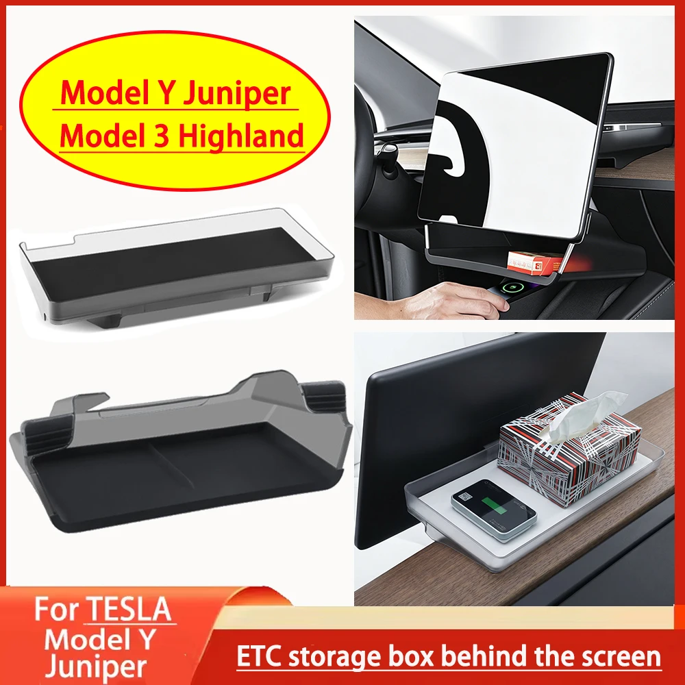 Car Center Console Under Screen Storage Tray For Tesla Model Y/3 Highland 2024-2026 Hidden Storage Box Stowing Tidying Accessory