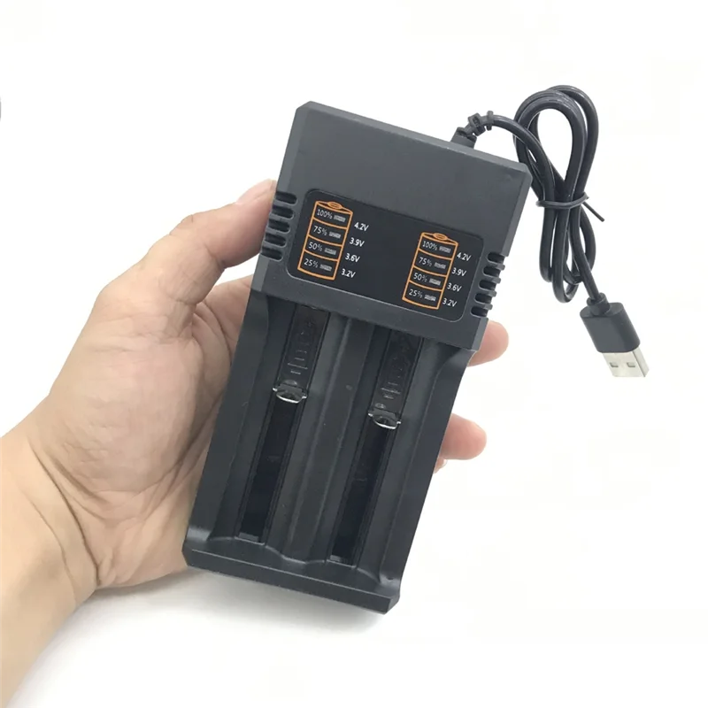 SQPP-1 Stück Smart 18650 Ladegerät Universal Akku USB Ladegerät Smart Ladegerät 2 Steckplätze für wiederaufladbare Batterie