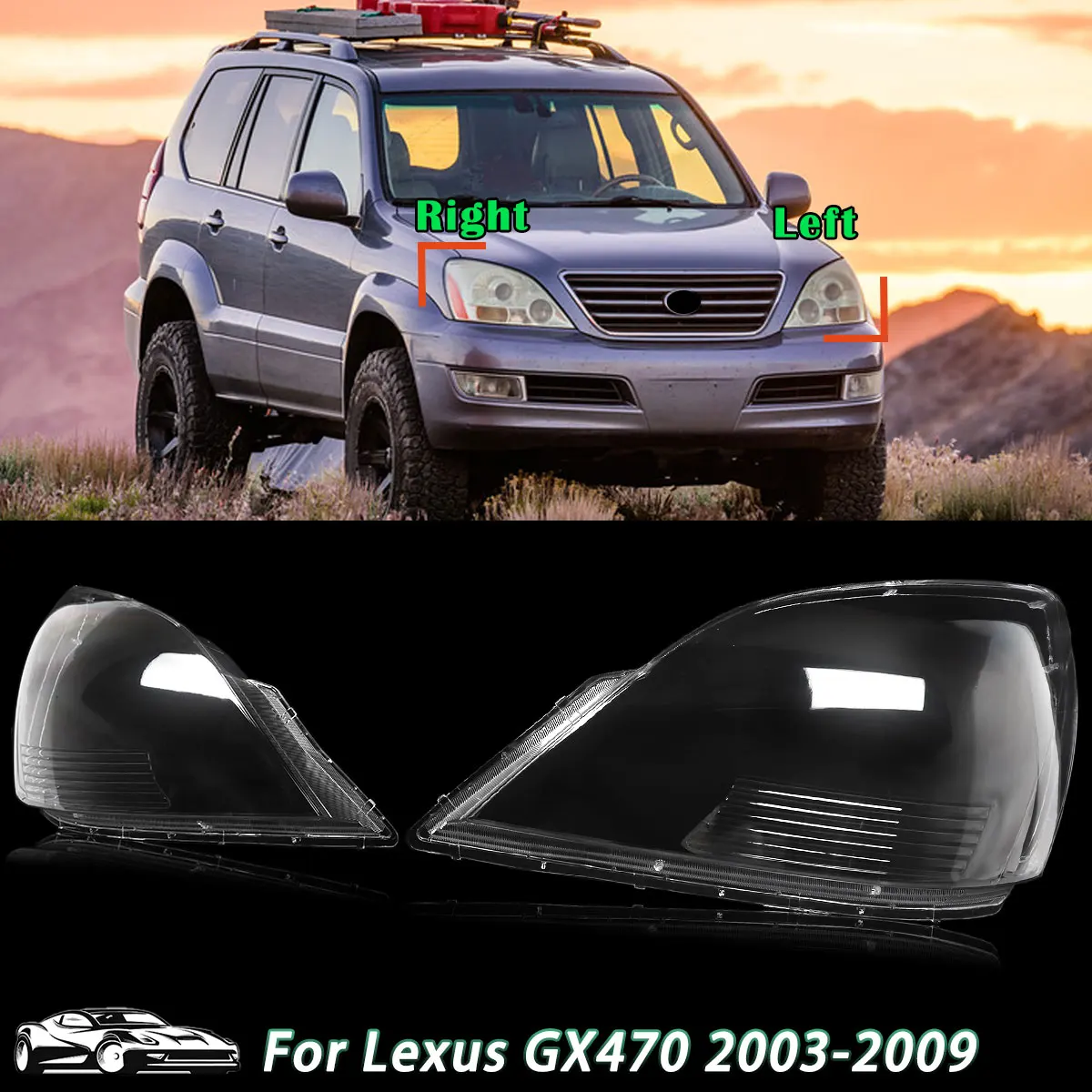 SAIQINGSP For Lexus GX470 2003-2009 Headlight Headlamp Lens Cover Transparent / Clear Car Accessories Tools