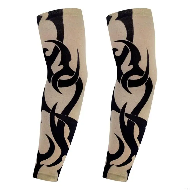 

72XE Faux Tattooing Cooling Arm Sleeves for Women Men Arm Protectors for Outdoor Sport Breathable Arm Covers for Hiking Cycling