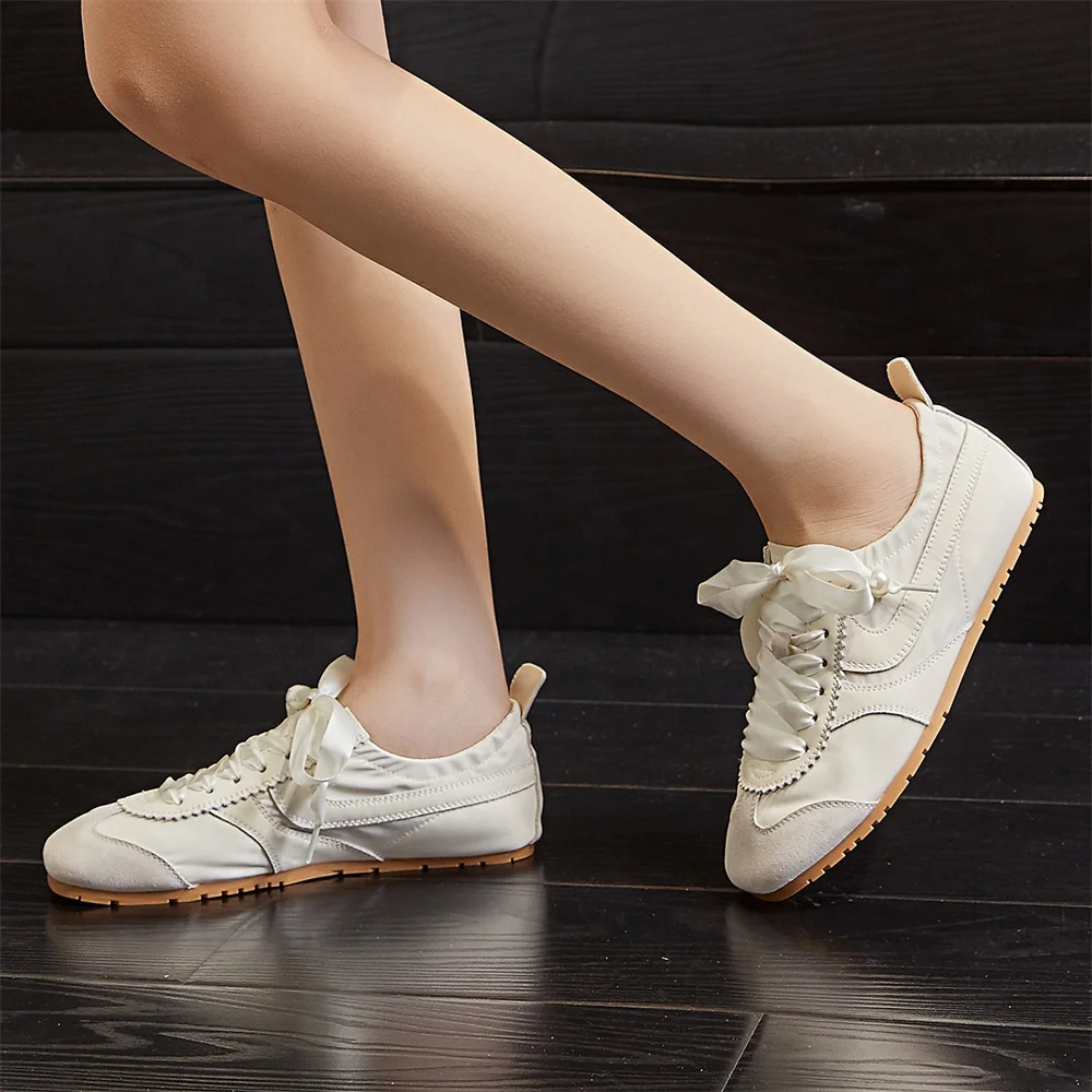 FEDONAS Elegant Women Bowtie Sneakers Casual Breathable Flats Heels Lace Up Spring Summer Autumn Shoes Comfort New Sport Shoes