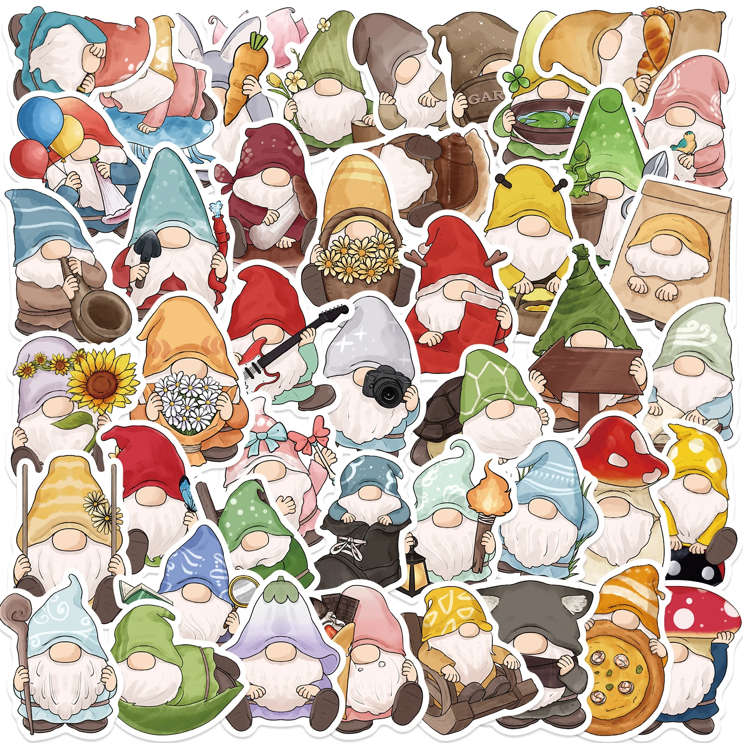 50Pcs Kawaii Cartoon Gnomes Dwarf Decals Luggage Phone Notebook Wall Room Car Decoration Graffiti Sticker