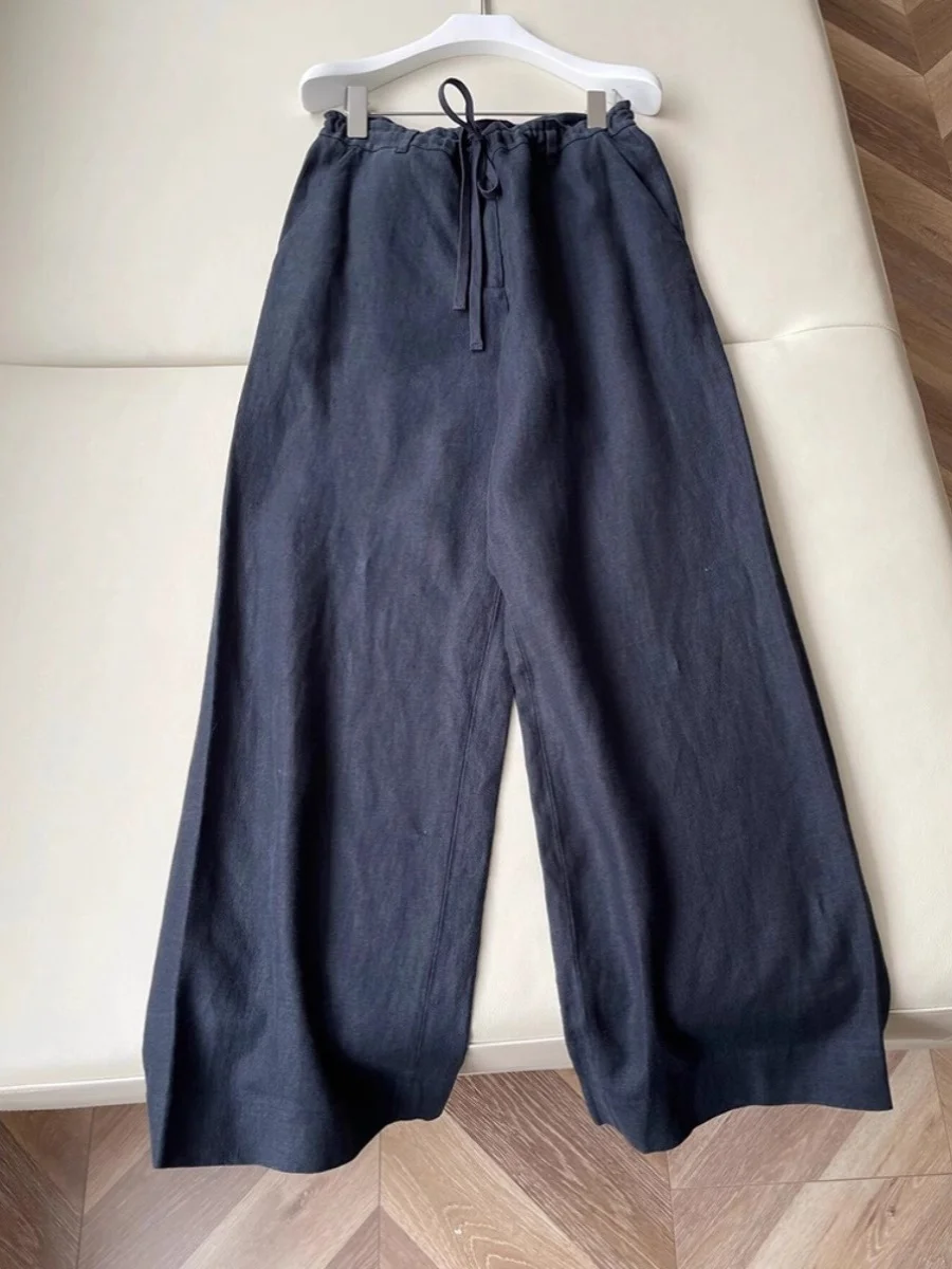 

Мужские летние повседневные брюки из льна и хлопка для высоких мужчин, удлиненная версия, прямой крой, в японском стиле, комфортные, дышащие, свободного кроя