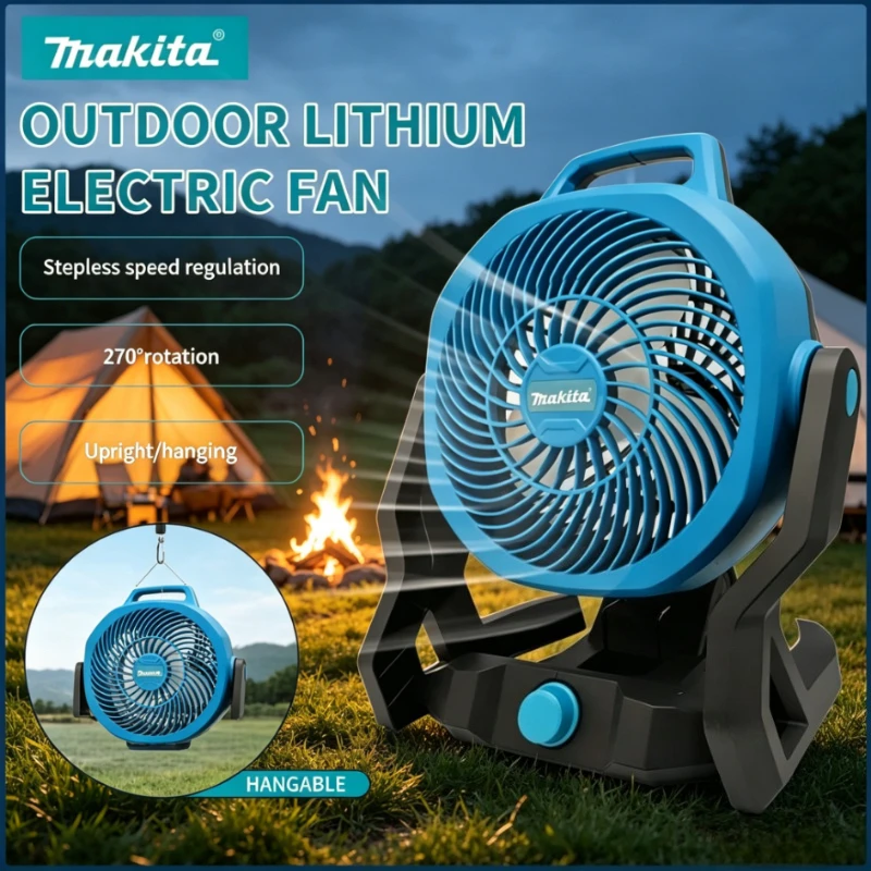 

Makita Cordless Fan 270 ° Head Rotation Tent Fan Rechargeable Electric Fan Outdoor Camping Fan Air Circulator Power Tool