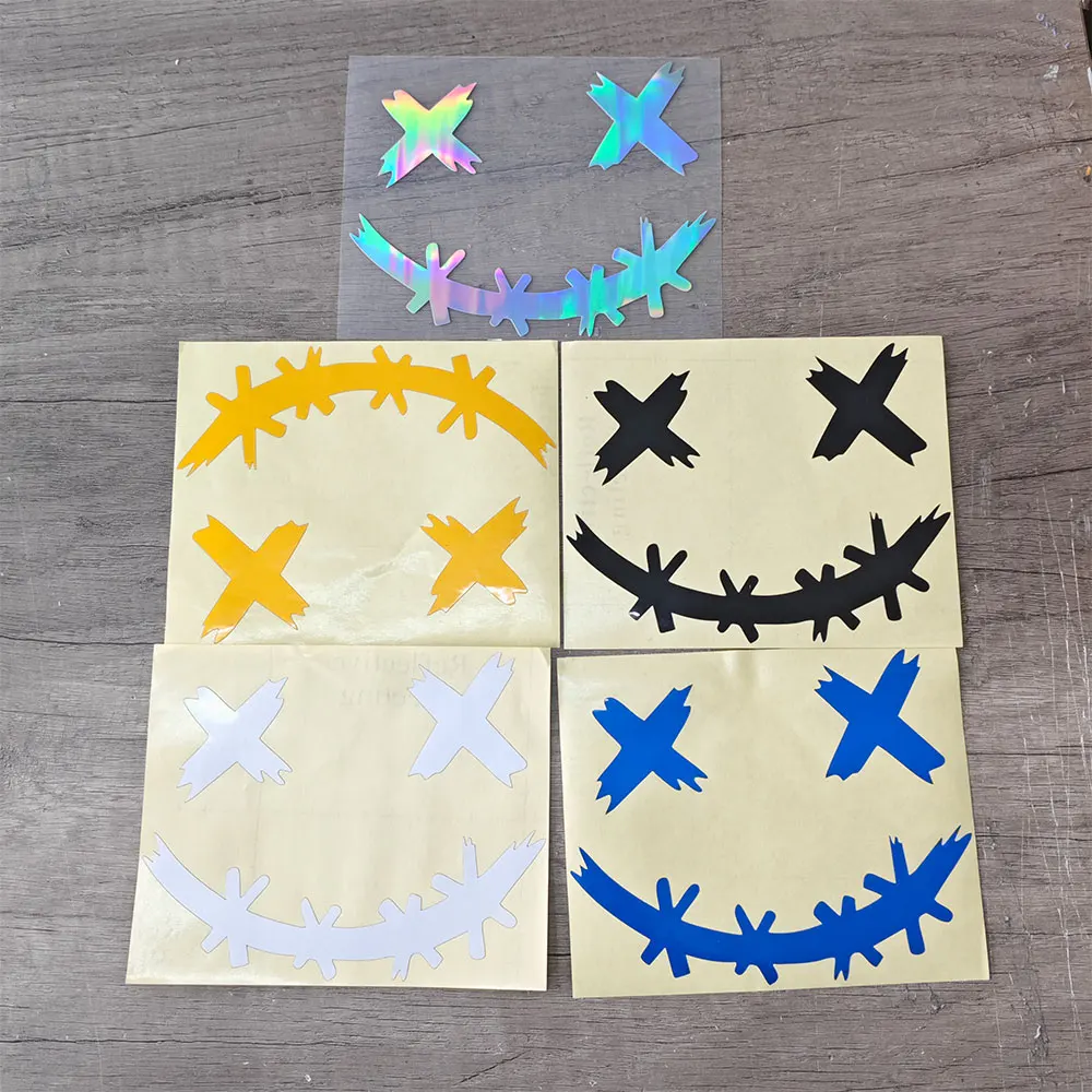 AliExpress NONE Stitched Smile Sticker Waterproof Reflective Motorcycle Bike Helmet Demon Horror Smiling Face Car Decal  Auto Body Decoration