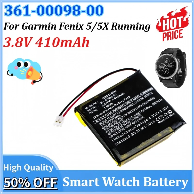 

Новый 361-00098-00 Сменный аккумулятор для умных часов 3,8 В 410 мАч для Garmin Fenix 5/Fenix 5X, перезаряжаемый аккумулятор для бега