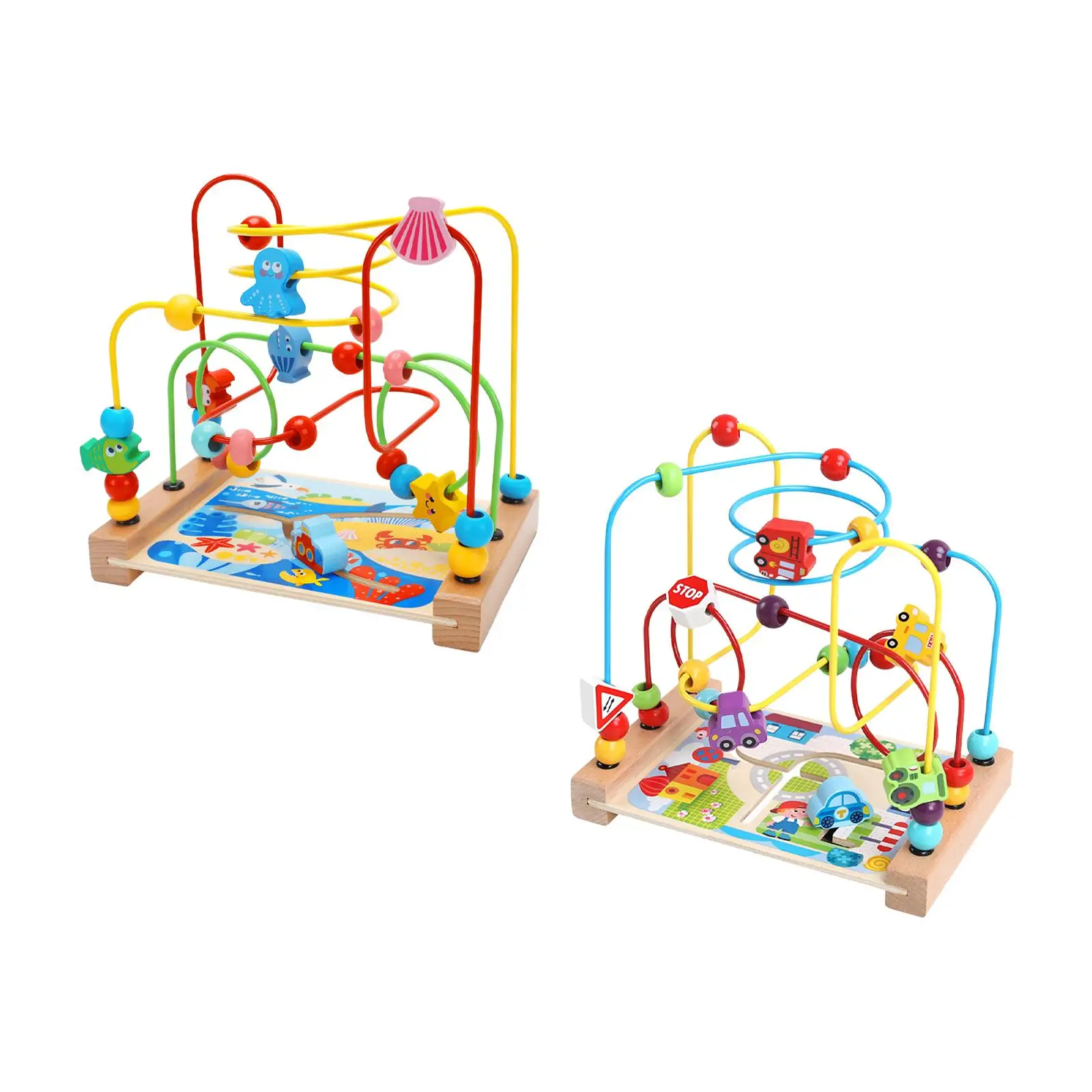 Wooden Bead Maze Toys, Roller Toys, Colorful Wooden Roller Coaster, Baby