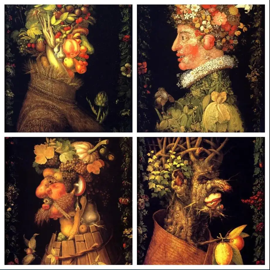 Giuseppe Arcimboldo The Four Seasons Louvre Series Spring Summer Autumn Winter Art SILK POSTER Wall Art Home Decorative painting