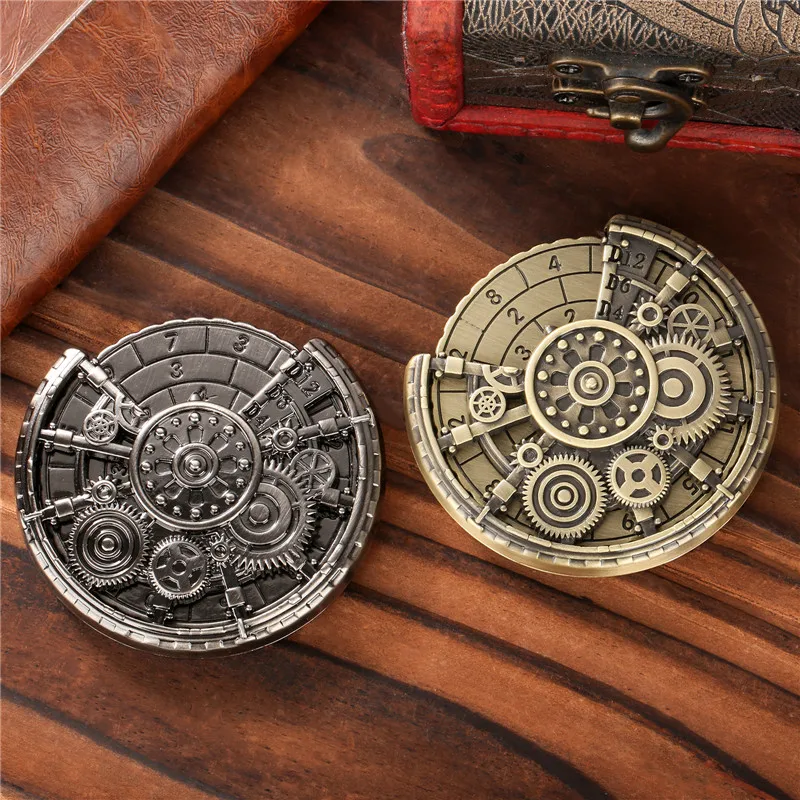 

Unique 7-in-1 Metal DND Dice Spinner Retro Gear Pattern Rotating Roulette Dice Wheel Role Play Game Accessories Dragon Gift Box