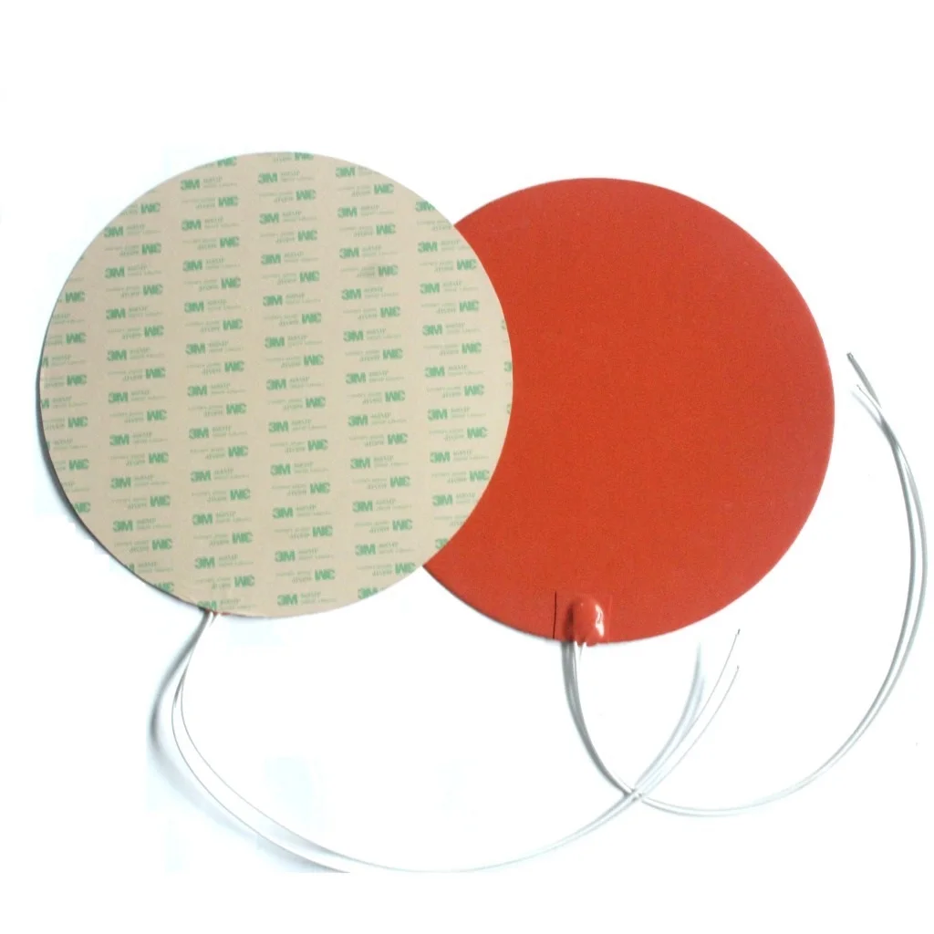 Big Size Round Silicone Heating Pads Large Circular Rubber Electric Thermal Heater Plate Mat 3M Adhesive Battery 3D Printer Oven