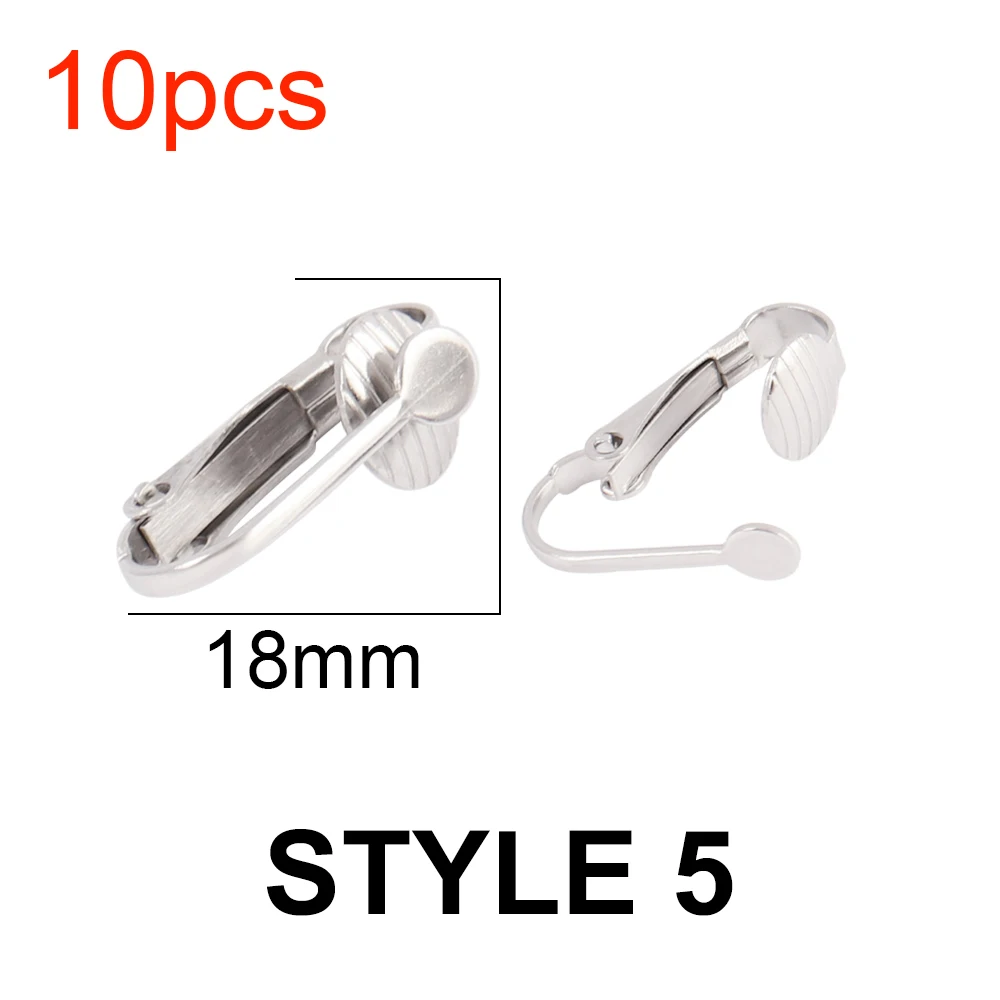 10Pcs Stainless Steel U Shape Screw Ear Clip Settings for DIY