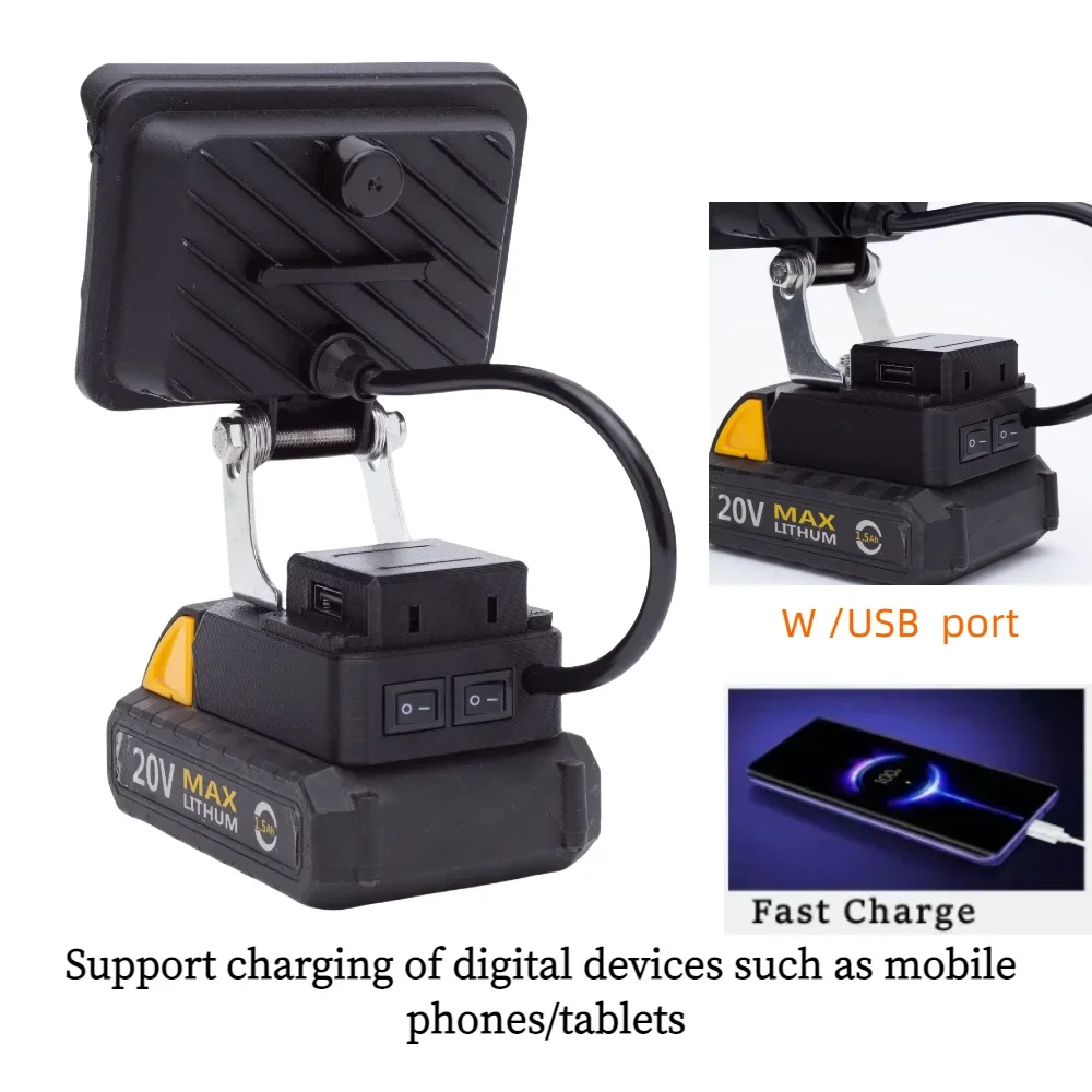 ไฟ LED ทํางานสําหรับ DEKO 20V W/USB Fast CHARGING แบบพกพากลางแจ้ง Camping ไฟฉุกเฉิน (ไม่รวมแบตเตอรี่)