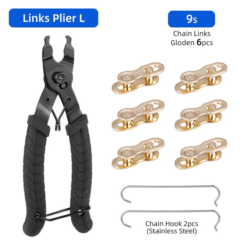 Fahrradkette Quik Link Connector Zange & 6 Paar Fahrrad Magic Buckle 6-12S MTB Rennrad Kettenklemme Entfernen Installationswerkzeug