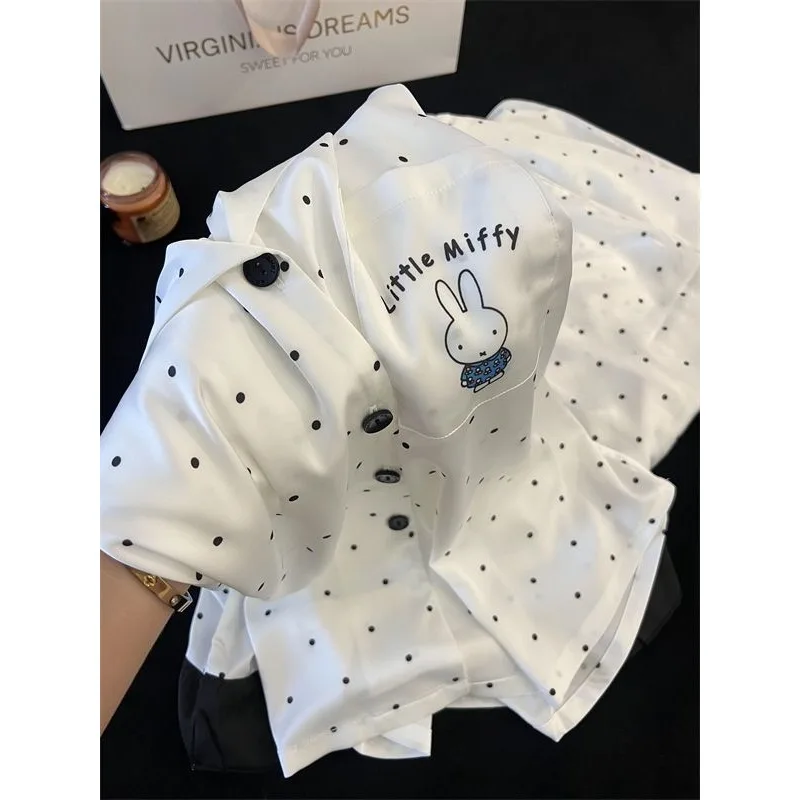 Miffy Bunny ensemble de vêtements de nuit coupe ample dessin animé à manches longues pantalon pour les femmes à la mode à pois Chic maison et extérieur vêtements de détente k-trend