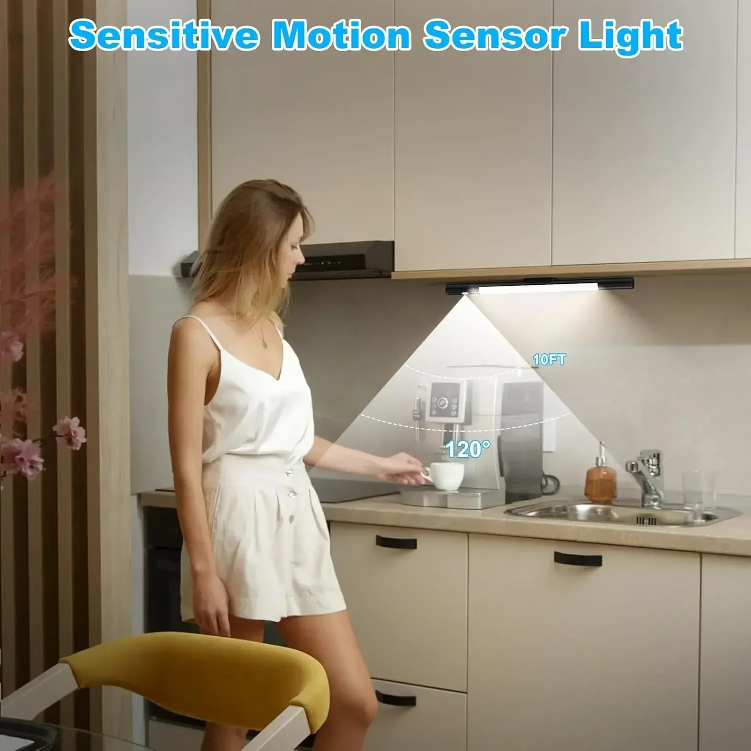 Xiaomi Motion Sensor Night Light ไร้สาย LED 2000mAh โคมไฟตู้แบบชาร์จไฟได้พร้อมจอแสดงผลดิจิตอลสําหรับห้องครัวข้างเตียงในห้องนอน