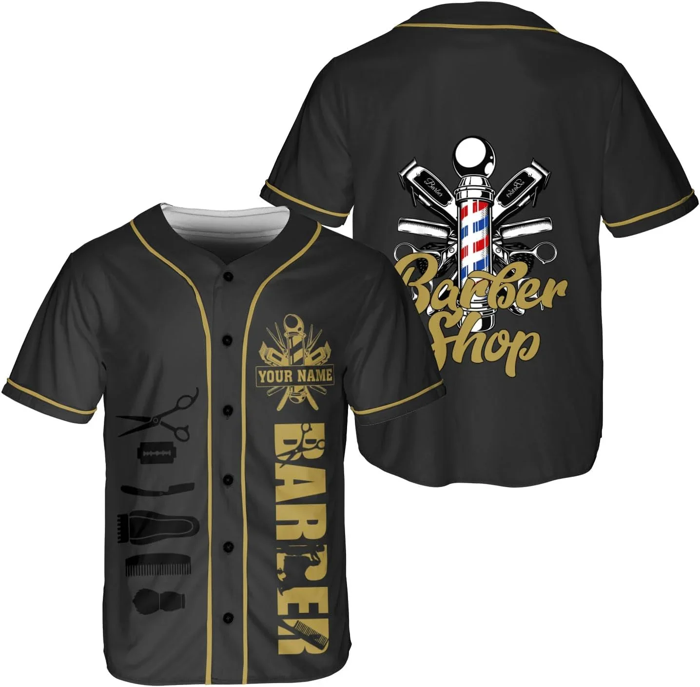 Personalized Name Barber & Barber Shop Life 3D Printed Fashion Men's Baseball Shirt Summer Street Unisex Baseball Jersey KZ27