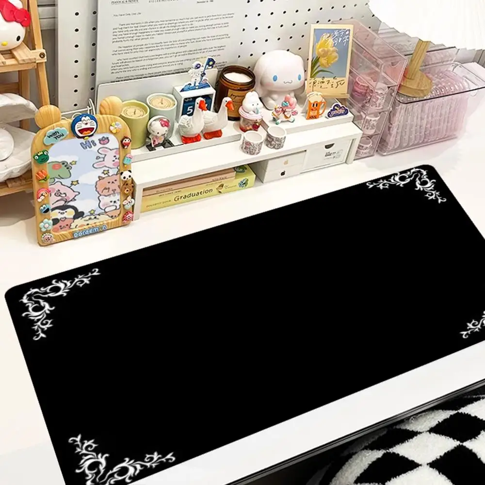 Silver Floral Frame Table Mat Playmat Mousepad Elegant High Definition Style Anime Games Pads For Decor