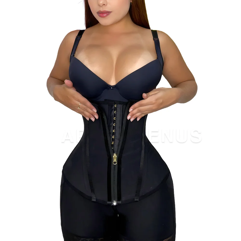 Fajas Colombianas kobiety z otwartą klatką piersiową gorset Waist Trainer podwójną kompresję brzucha bielizna modelująca szczupłej modelowanie