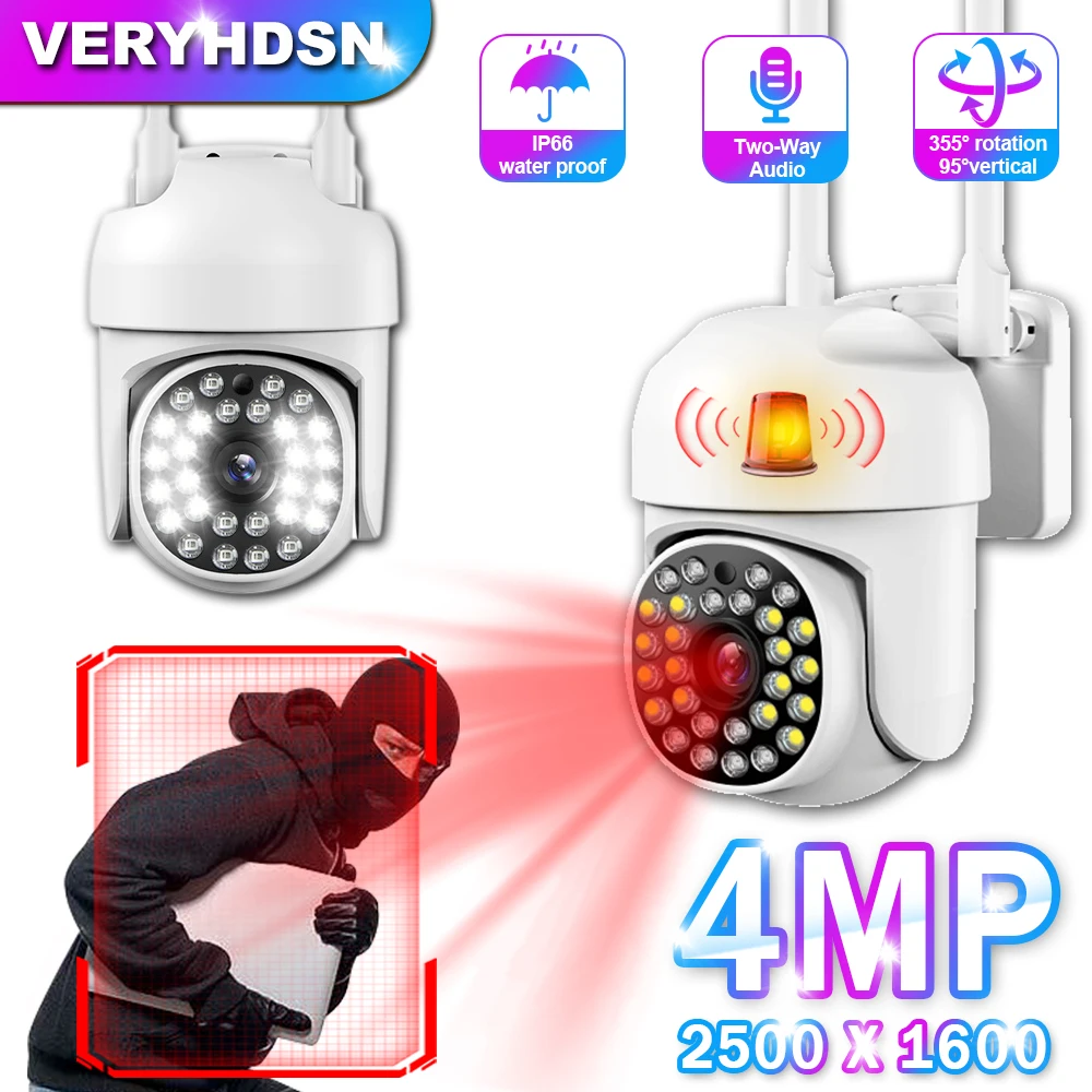 2.4G/5G 4MP Câmera impermeável ao ar livre Wifi Surveillance Monitor CCTV IP Security Protection Home Shop Camera Street Smart Webcam