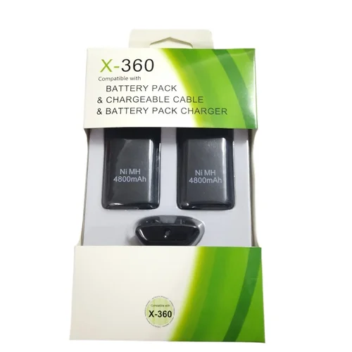 Imagen 2 del producto 3 en 1 4800mAh recargable 2 baterías con 1 Cable de carga para Xbox 360 Gamepad baterías controlador inalámbrico batería