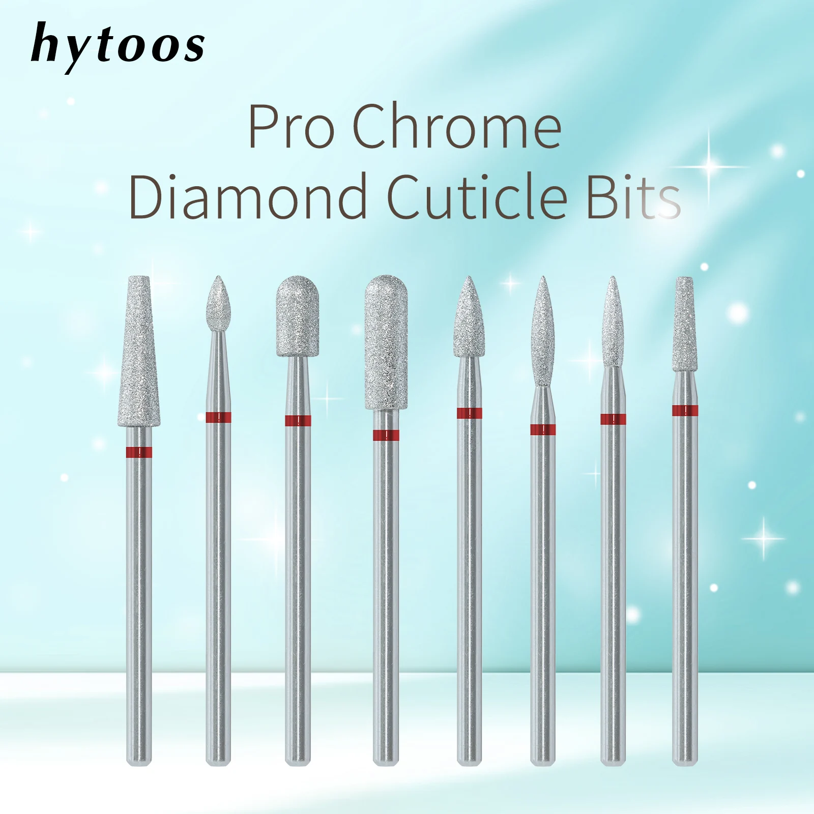 HYTOOS Chrome Diamond Nail Drill Bits Pro Russian Cuticle Bit for Nail Drill Dead Skin Cuticle Cleaner Nails Pre-treatment Tools