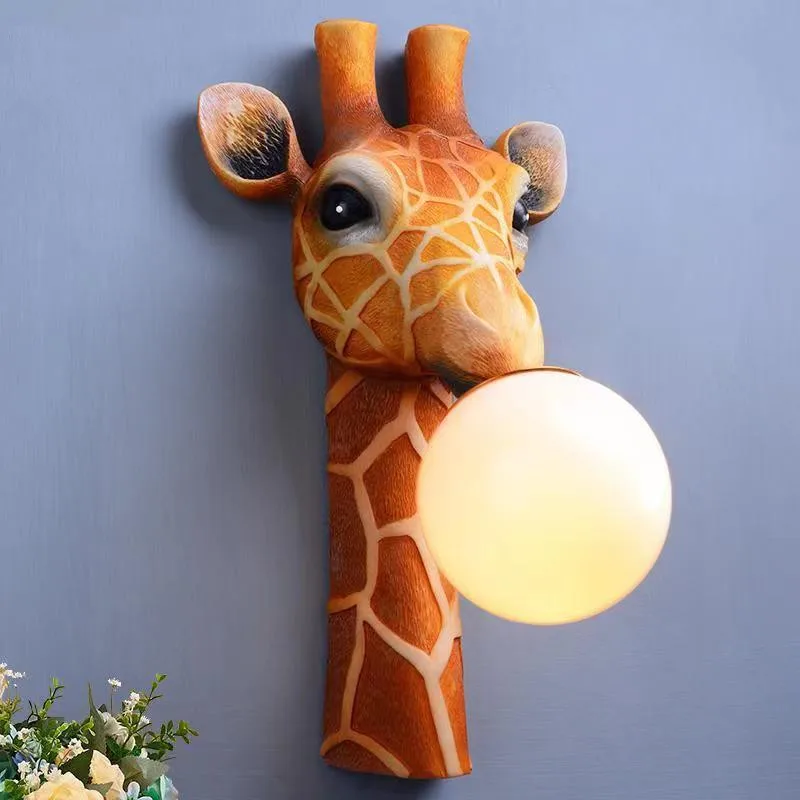 OULALA Contemporary Indoor Wall Lamp LED Creative Cartoon Giraffe Resin Sconce Light For Home Children's Bedroom Corridor