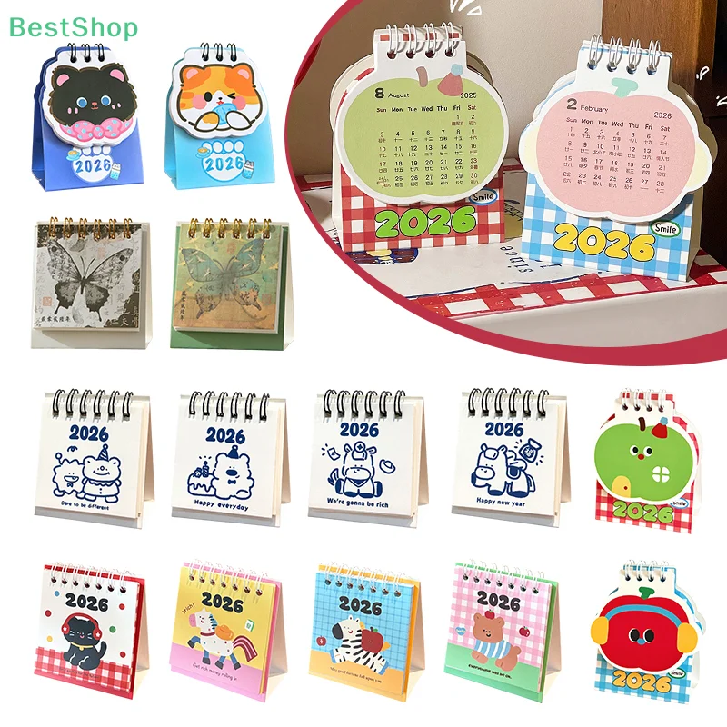 

★★★2026 Year Mini Desk Calendar Creative Student Plan Desktop Check-in Desk Calendar Ornaments