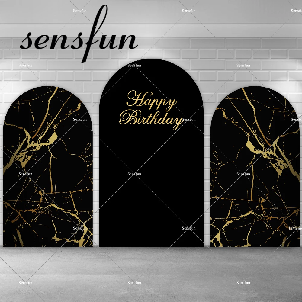 

Черно-золотой мраморный стильный фон с аркой для мужчин, женщин, для взрослых, день рождения, вечеринки, четкая стена, фон, двойной