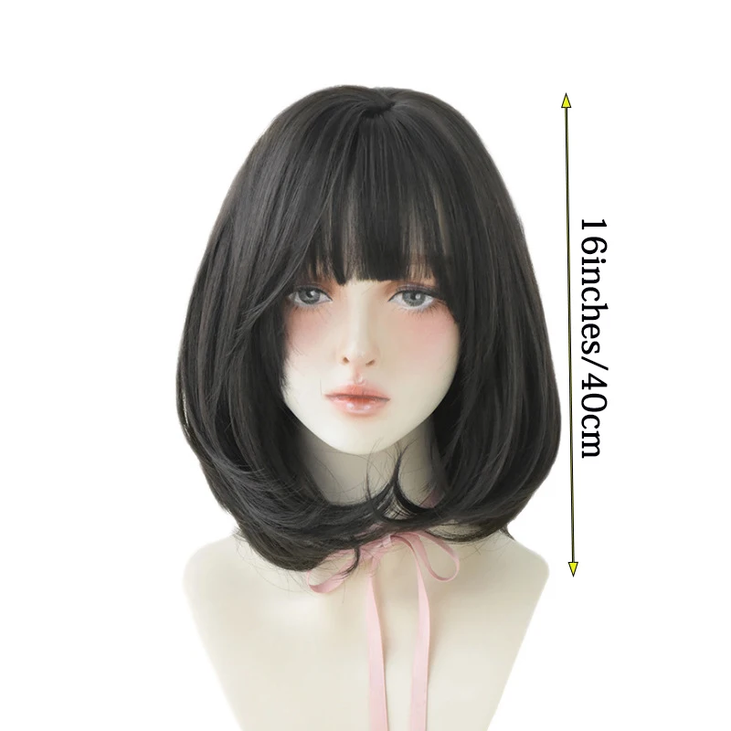 تخفيضات التصفية: شعر مموج بطول 16 بوصة بأطراف مجعدة وشعر صناعي طبيعي، مناسب للشعر المستعار اليومي للنساء في حفلات الهالوين