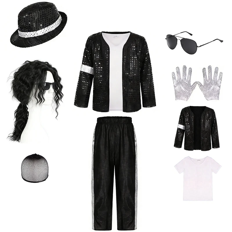 Michael Jackson Kids Clothes Halloween Cosplay Birthday Party Dance Performance Children's Costume Pop Star Boys Girls Outfits