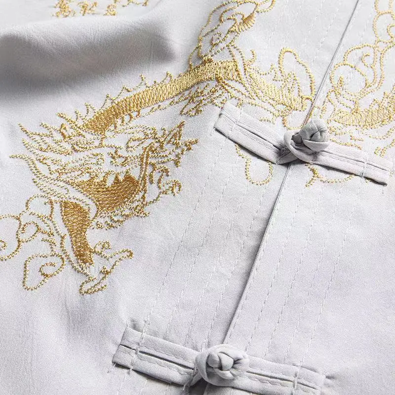 XXXXL комплект костюмов кунг-фу для мужчин и женщин, одежда для тай-чи с вышивкой дракона, винтажный традиционный костюм Тан для пожилых людей среднего возраста