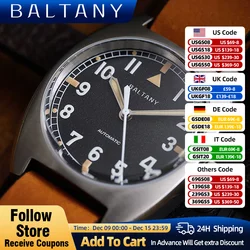 Baltany W10 Military Watch 100m Waterproof Super Luminous 39MM Stainless Sapphire Glass Luxury Retro Sports Men's Watches