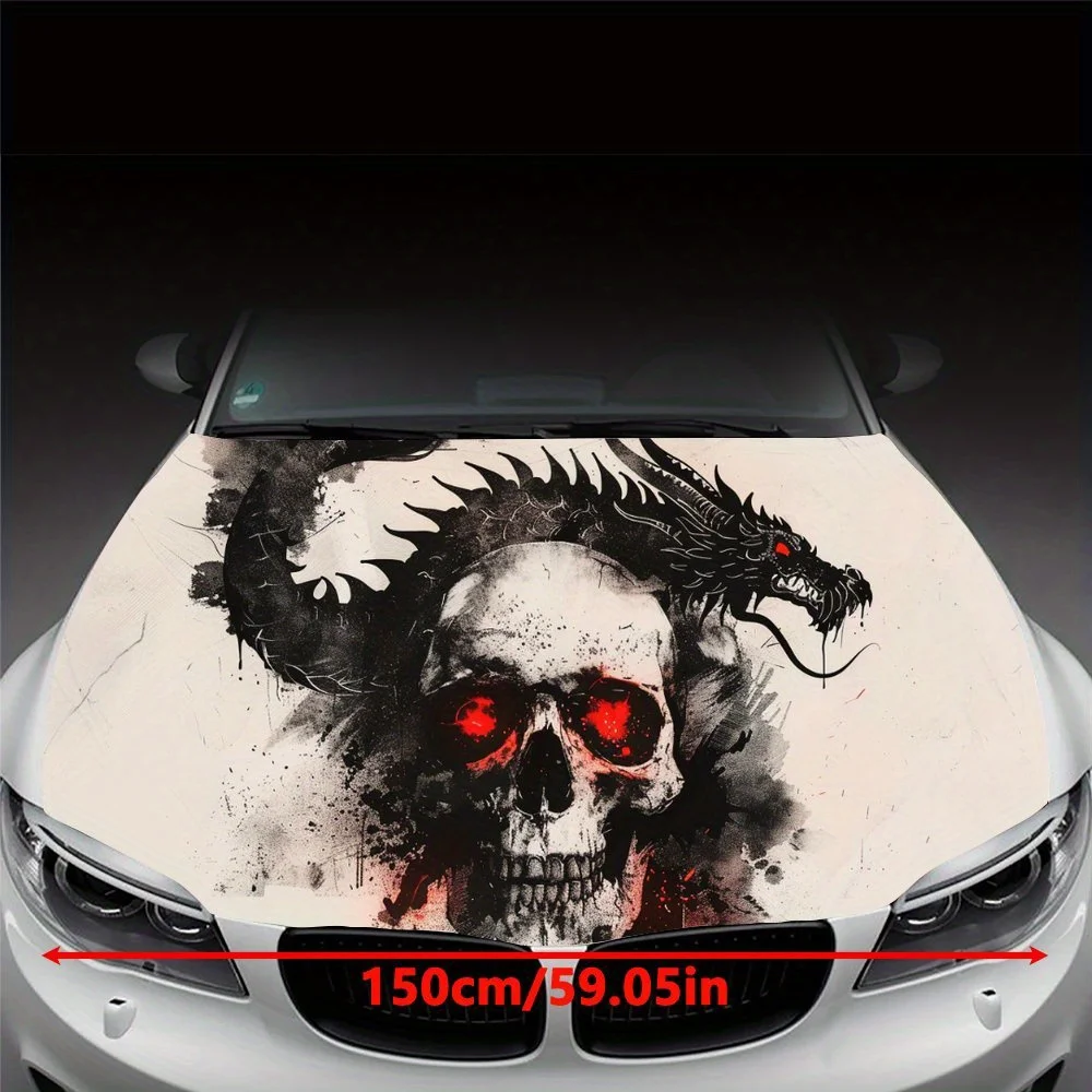 Dragon Disk Extends Over The Skull Car Hood Wrap Color Vinyl Sticker Truck Graphic Bonnet Auto Accessories Decoration Decal Gift