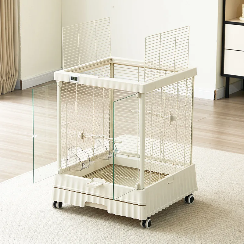 Manufacturer supplies light luxury bird cage metal horizontal wire luxury villa cage movable with roller dopamine parrot cage
