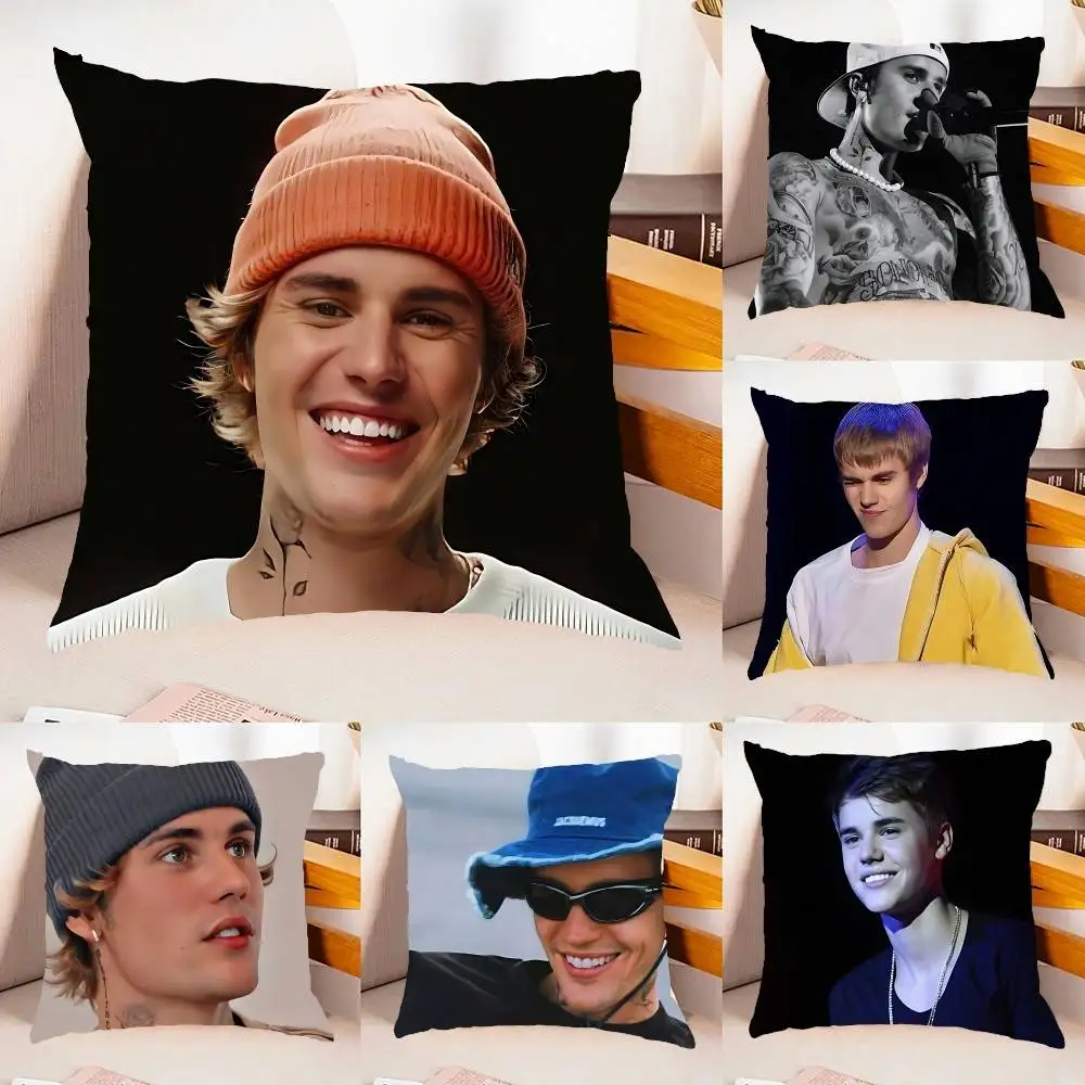 

J-Justin B-Bieber Pillow Case Throw Pillow Cover Nordic Vintage Style Cushion Covers Home Living Room Sofa Couch Seat Decor