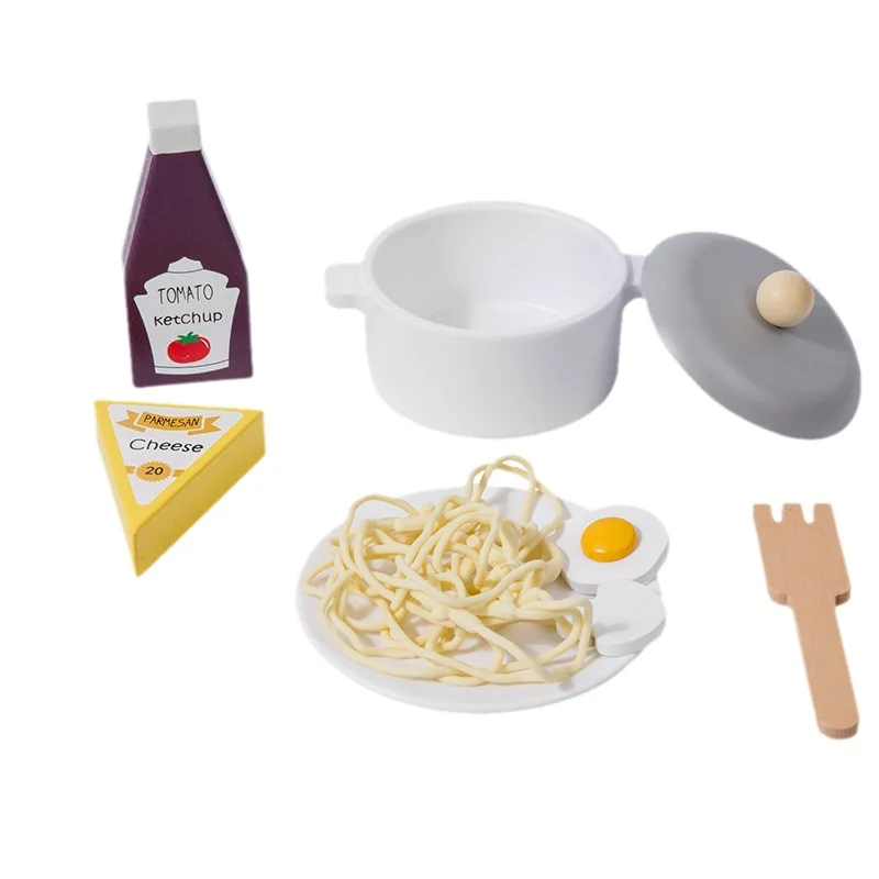 Houten imitatie spaghetti 3-6 jaar oude interesse ontwikkeling Montessori Educatief speelgoed Kinderen spelen keukenspeelgoed kinderen Geschenken