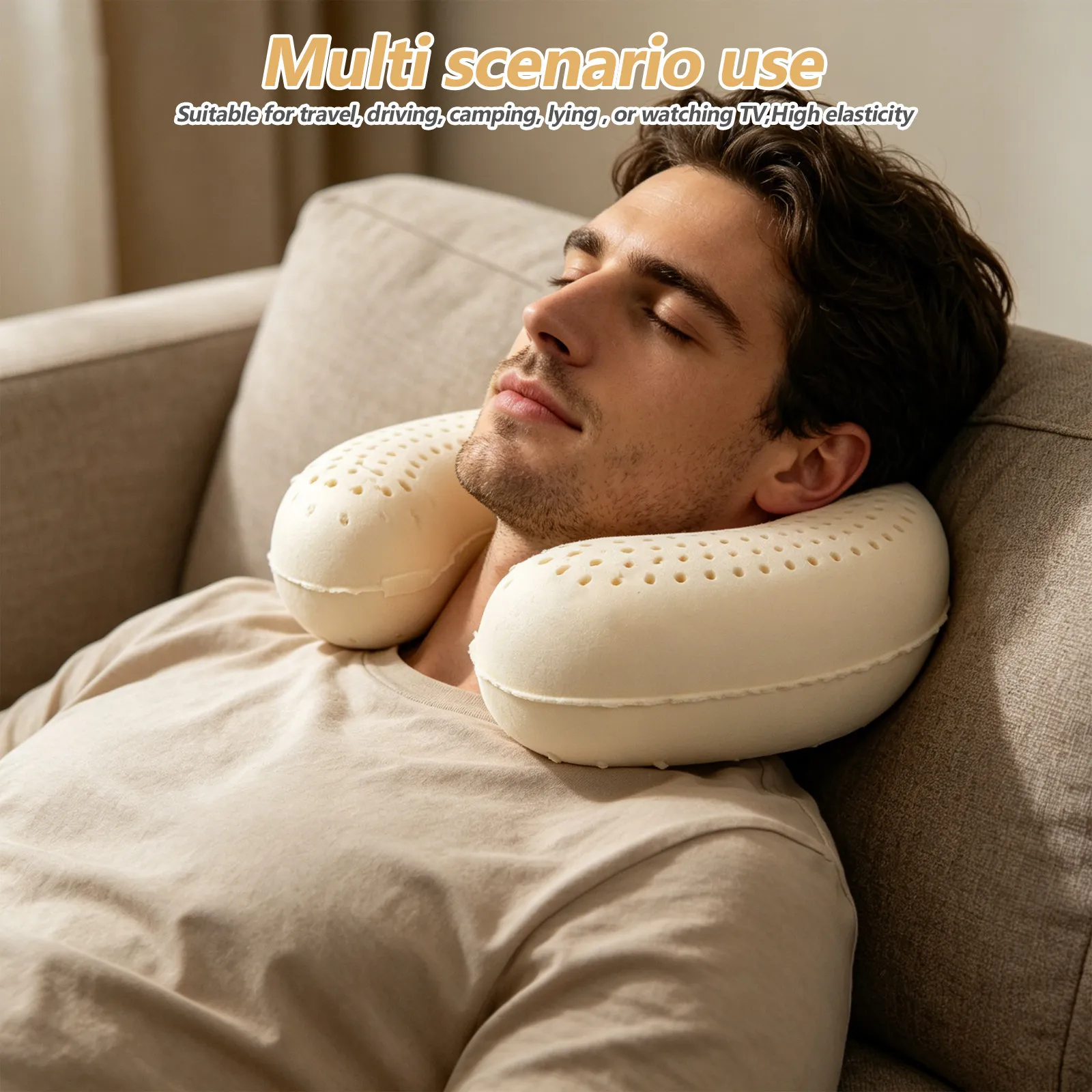 

Latex Neck Pillow Ergonomic U Shape Breathable Neck Support Cushion for Travel Office Car Home Sleep Relief U Shape Pillow