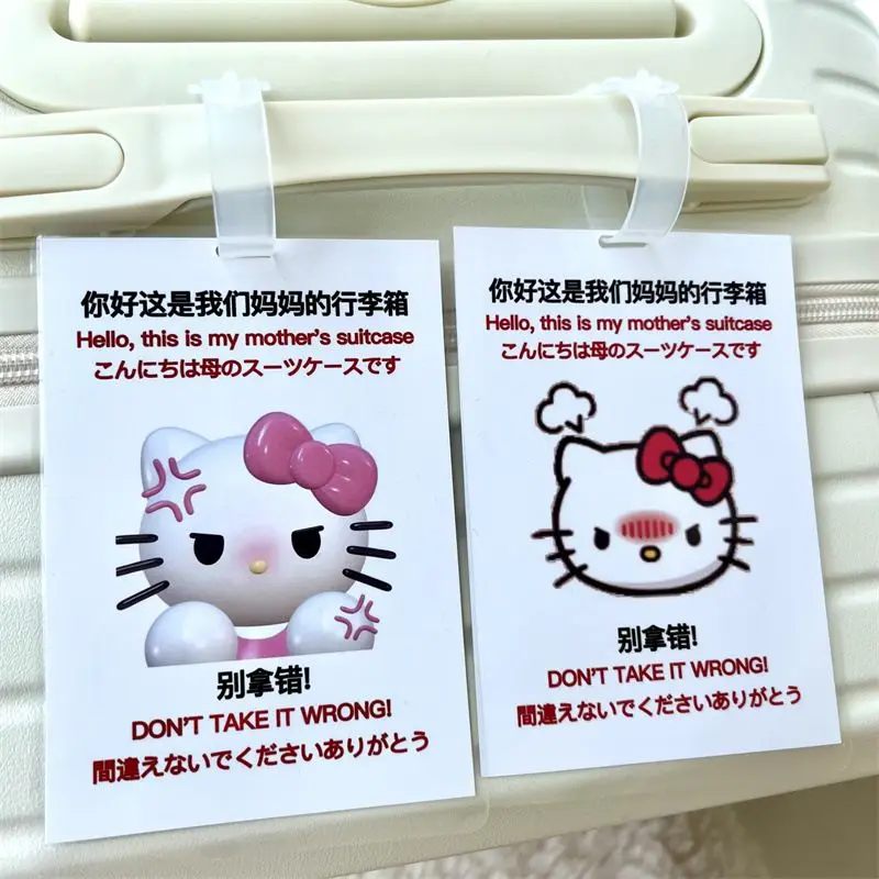 HelloKitty Luggage Tag Anti-lost Luggage Pendant Pendant Boarding Pass Cute Kt Cat Pendant Travel Personality