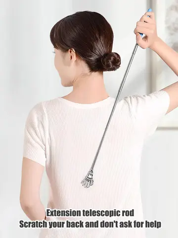 Random color Extendable Back Scratcher, Stainless Steel Portable Telescopic Rubber Handle Back Scratchers For Thanksgiving