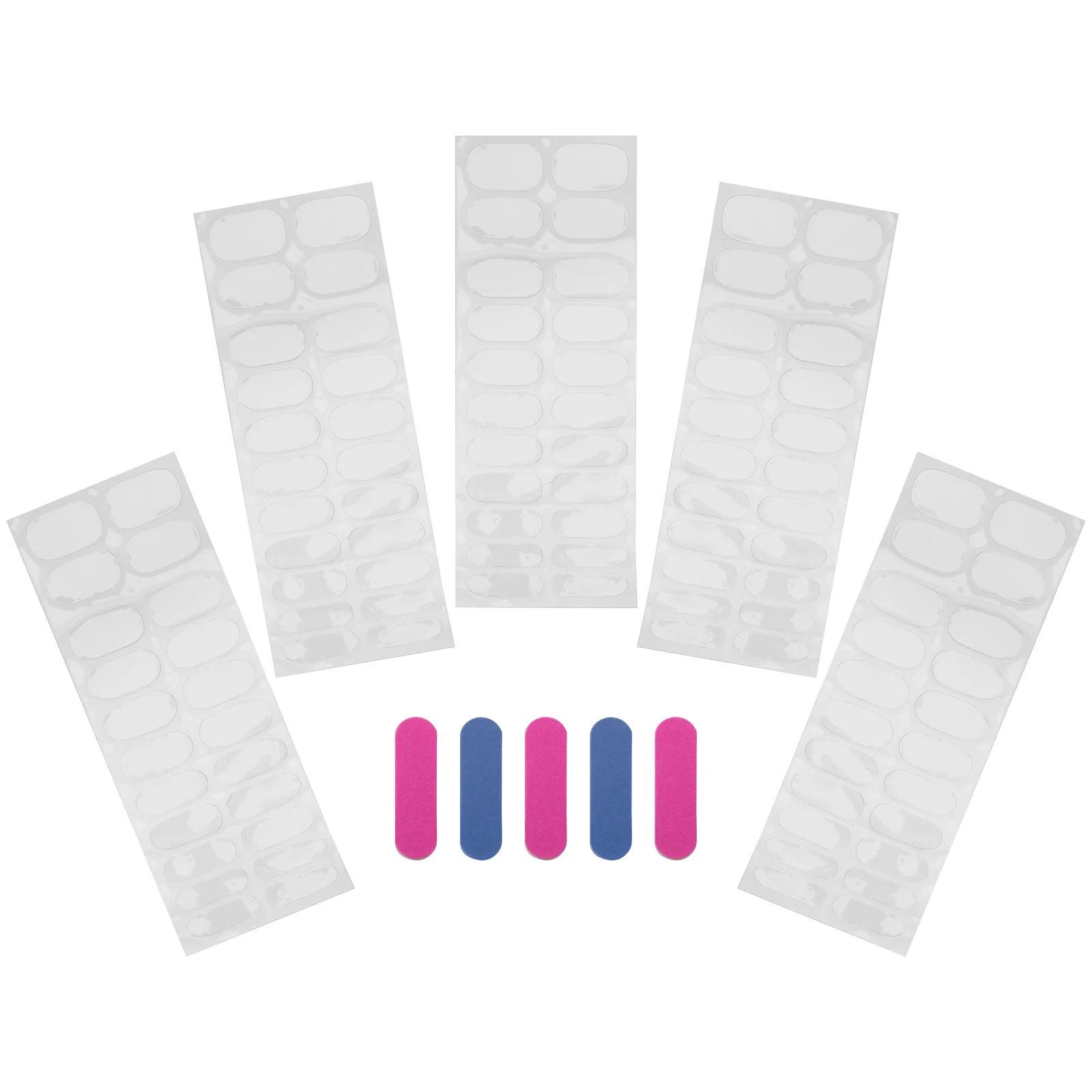 5 hojas de pegatinas de gel para uñas, kit completo de envolturas para manicura francesa, tiras semicuradas transparentes en esmalte