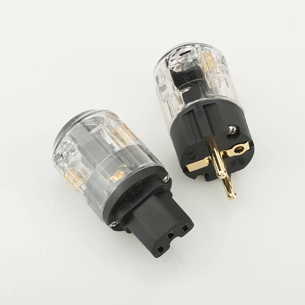 Hi End คู่ P029E+C029 ปลั๊กไฟ EU ขั้วต่อสายไฟตัวเมีย IEC สําหรับสายไฟเสียง