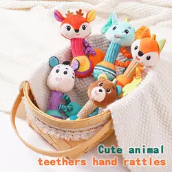 Baby Rattles Toys Soft Stuffed Animal Rattle Hand Grip Shaker Crinkle Squeaky Sensory Soothing Toy for Toddler Children Gifts