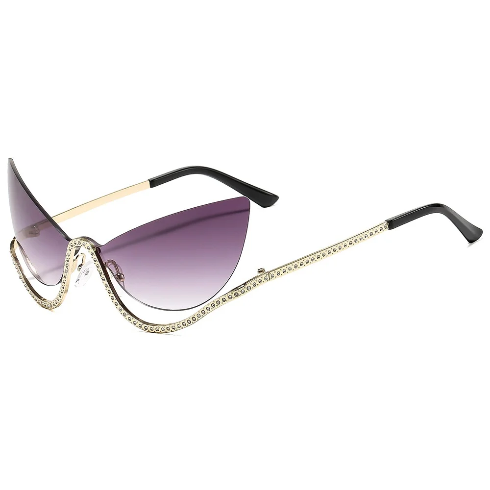 

Luxury Frameless Gradient Cat Eye Women Sunglasses 2025 Personalized Rhinestone Frame Inlaid Design High End Men Glasses UV400