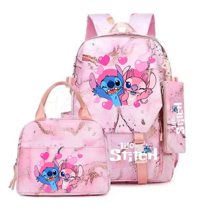 3Pcs/set Disney Lilo Stitch Backpack for Boy Girl Teenager Student Back To School Schoolbag Lunch Bag Women lovely Rucksack Gift