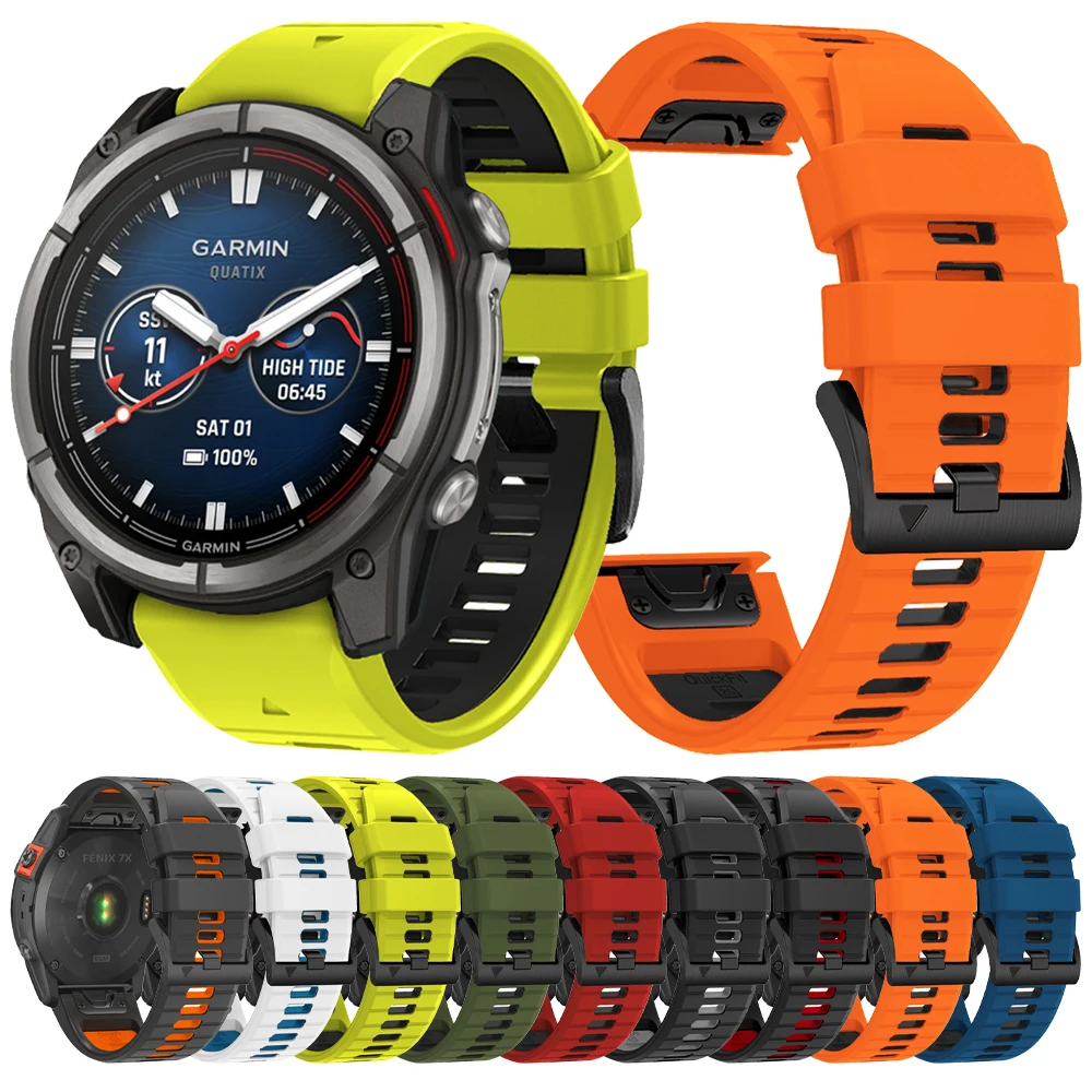 22mm 26mm Quickfit Uhrenarmband für Garmin Quatix 8/7/6/5 Saphir/7X Solar Silikonarmband Tactix 8 47mm 51mm/Fenix 8 7X 6X Correa