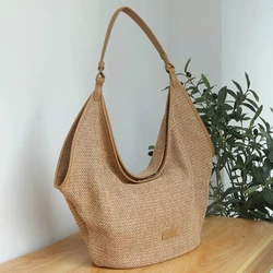 Bohemian Beach Straw Tote Bag For Women Luxury Designer Handbag Purse 2024 New In Papyrus Woven Large Capacity Underarm Shoulder